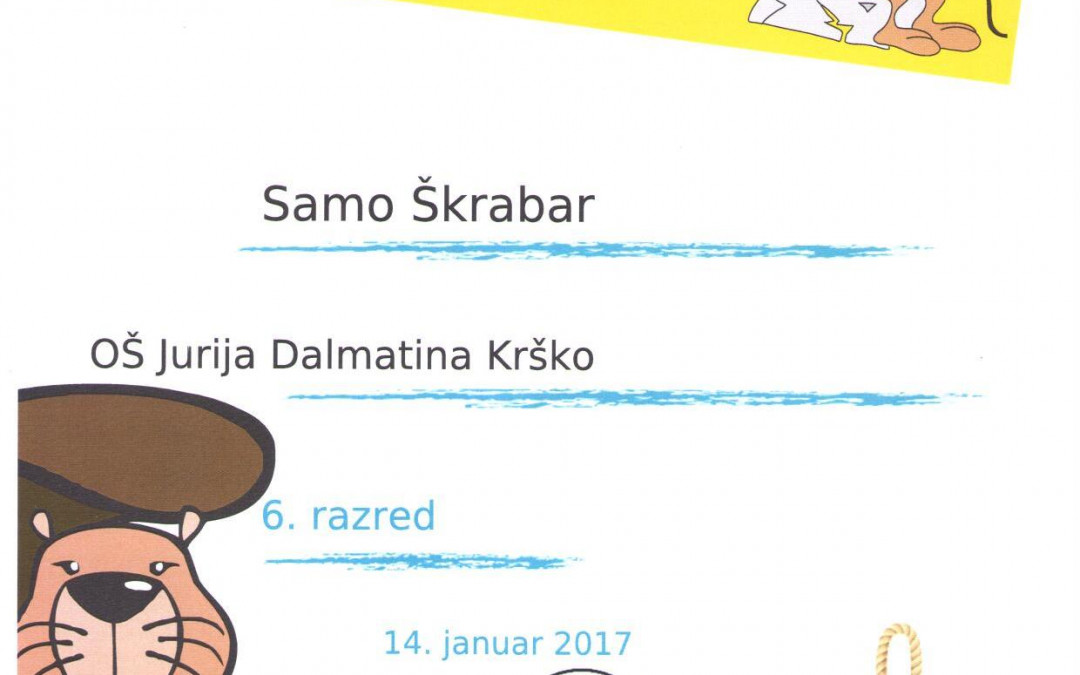 14. 1. 2017 – Samo Škrabar osvojil zlato priznanje