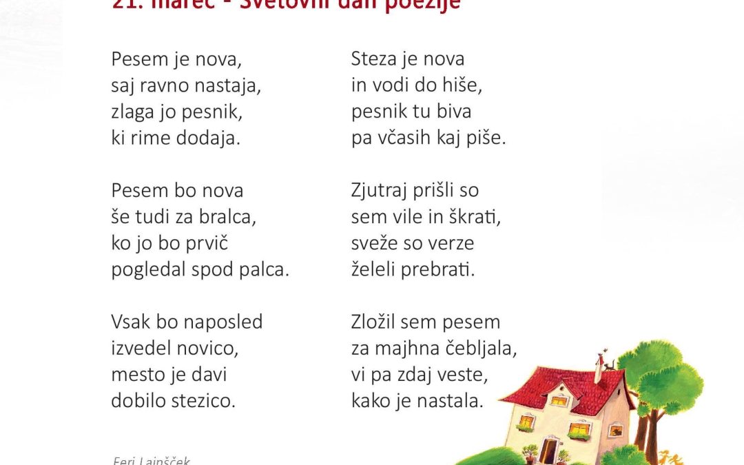 21. 3. 2022 – Na pomladni dan slavimo Svetovni dan poezije